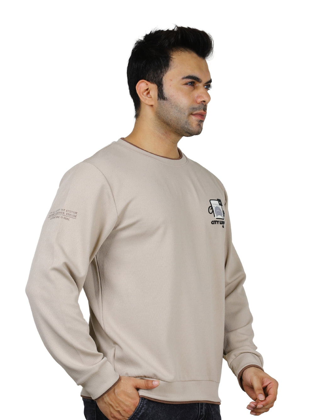 Men's Sweatshirts Urban Pulse Pullover Crew Neck Full Sleeve Winter wear Beige
