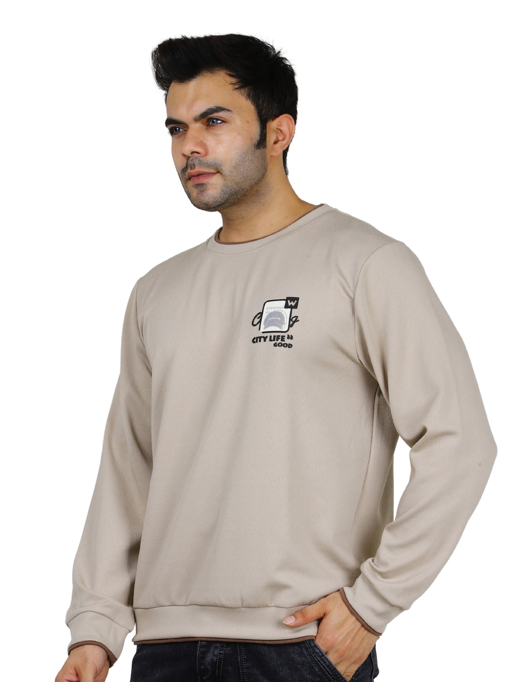 Men's Sweatshirts Urban Pulse Pullover Crew Neck Full Sleeve Winter wear Beige