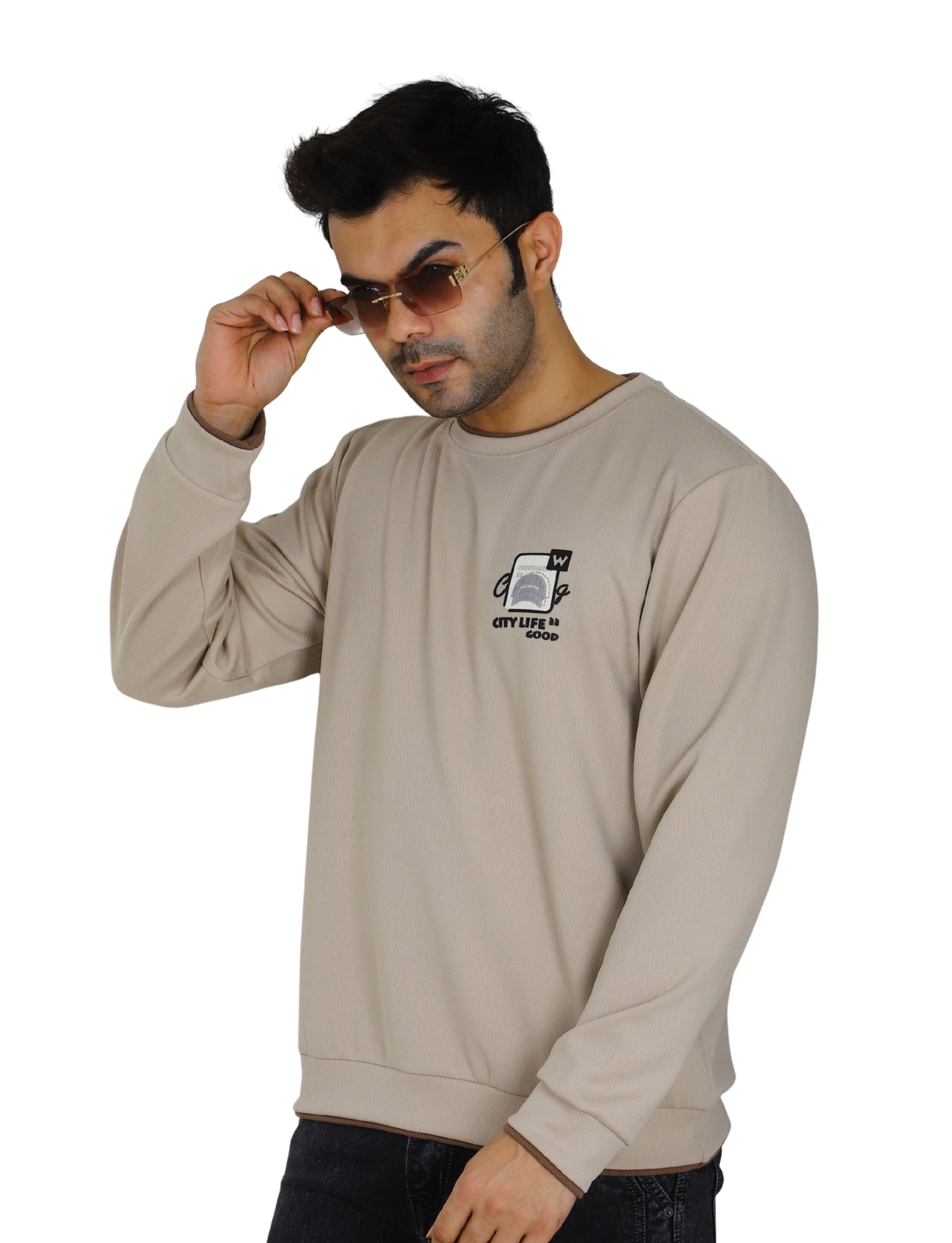 Men's Sweatshirts Urban Pulse Pullover Crew Neck Full Sleeve Winter wear Beige