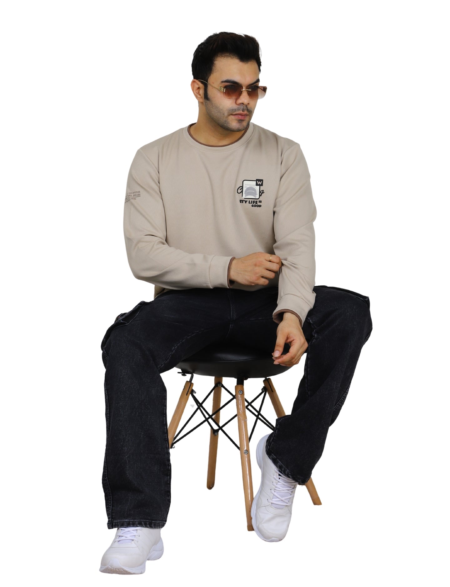 Men's Sweatshirts Urban Pulse Pullover Crew Neck Full Sleeve Winter wear Beige