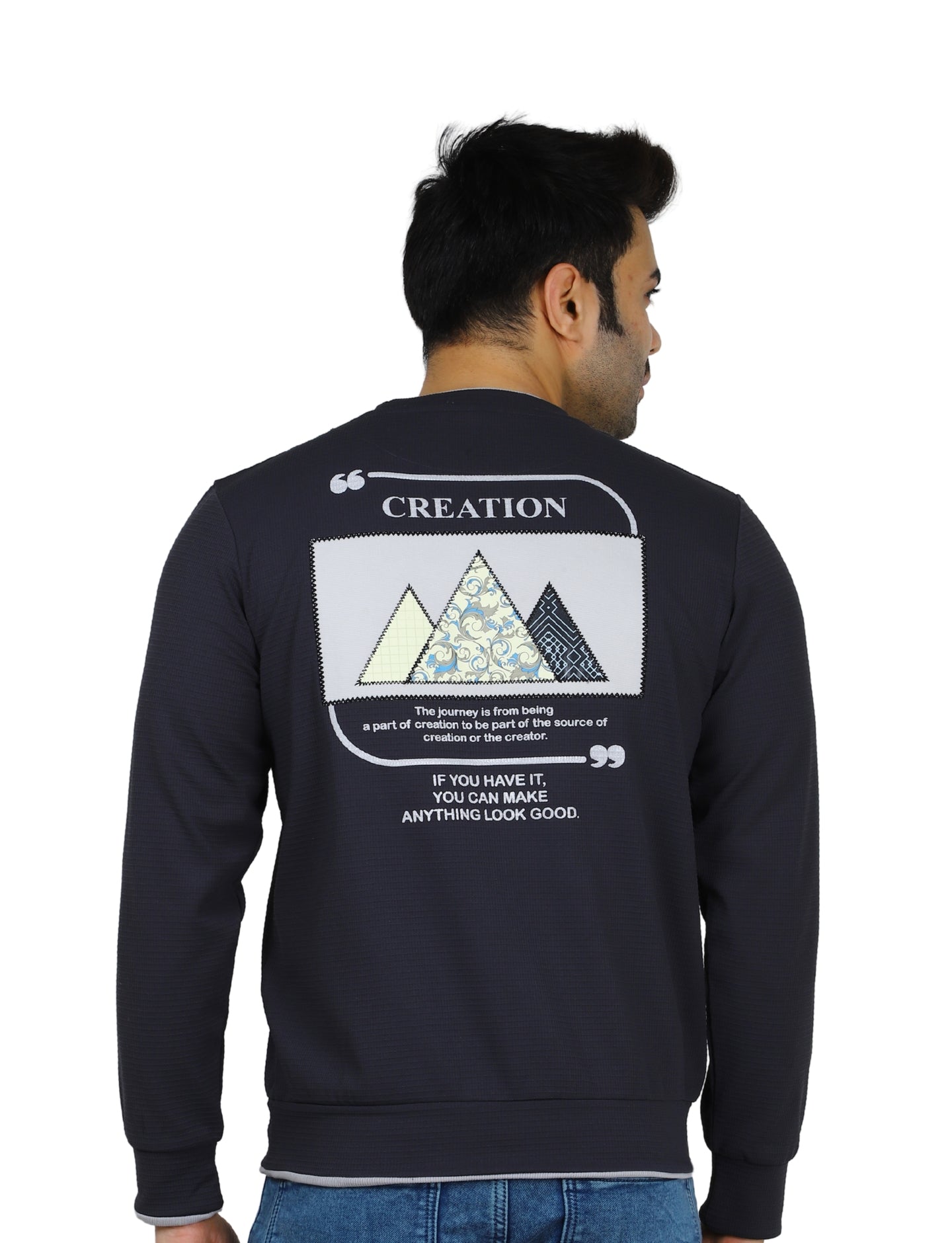 Men's Sweatshirt Mountain Crest Pullover Full Sleeve Crew Neck Charcoal