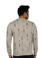 Men's Sweatshirt Urban Print Pullover Vintage Crew Neck Beige