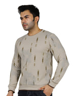 Men's Sweatshirt Urban Print Pullover Vintage Crew Neck Beige
