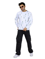 Men's Sweatshirt Urban Print Pullover Vintage Crew Neck White