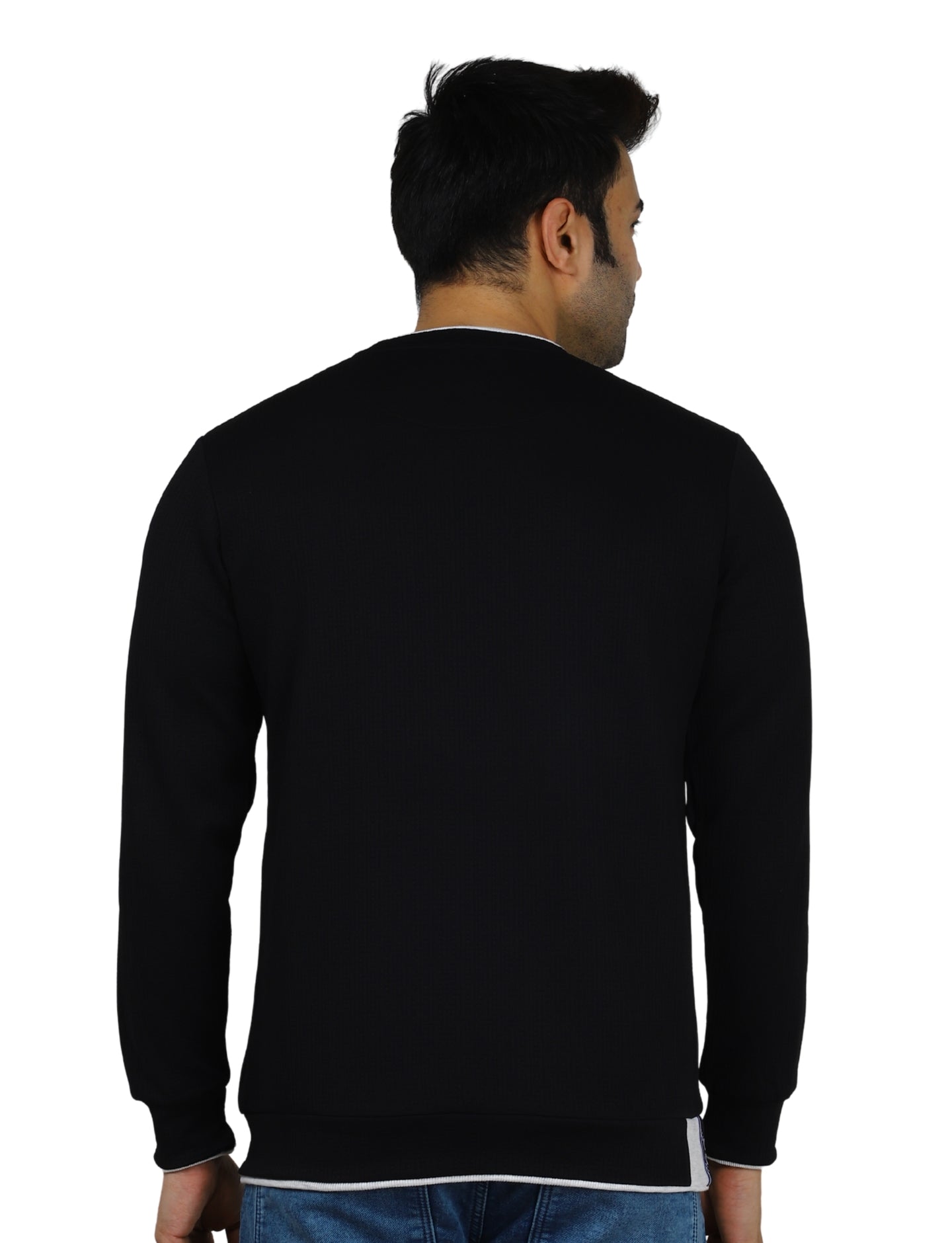 Men's Sweatshirt Full Sleeve Pullover Contrast Urban Edge Crew neck Black