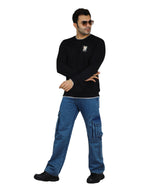 Men's Sweatshirt Full Sleeve Pullover Contrast Urban Edge Crew neck Black