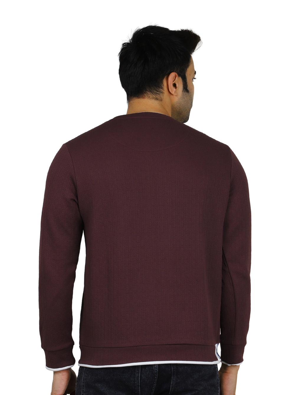 Men's Sweatshirt Full Sleeve Pullover Contrast Urban Edge Crew neck Plum