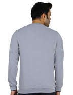 Men's Sweatshirt Neck Zip-Detail Crew Gridline Graphic Pullover Urban Texture Grey