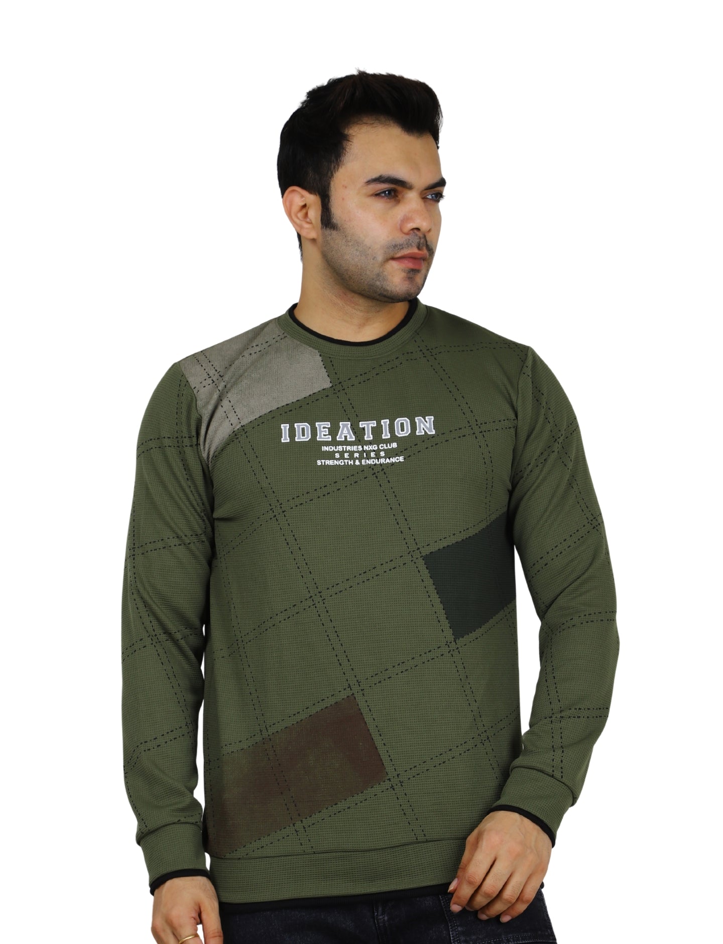 Men's Sweatshirt Full Sleeve Urban Camo Pullover Crew Neck Winter Wear Green