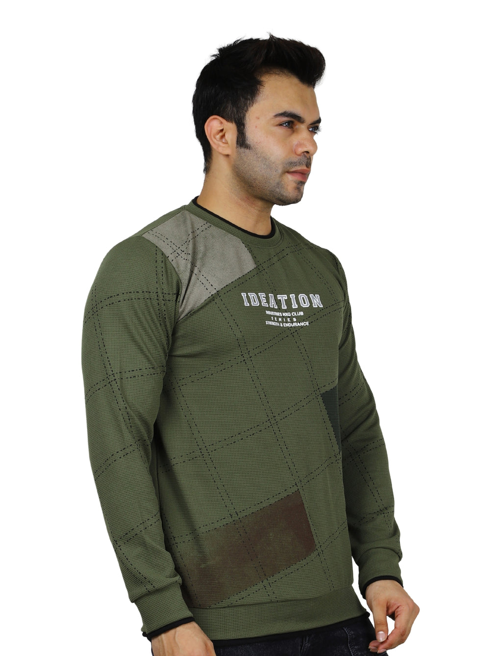 Men's Sweatshirt Full Sleeve Urban Camo Pullover Crew Neck Winter Wear Green