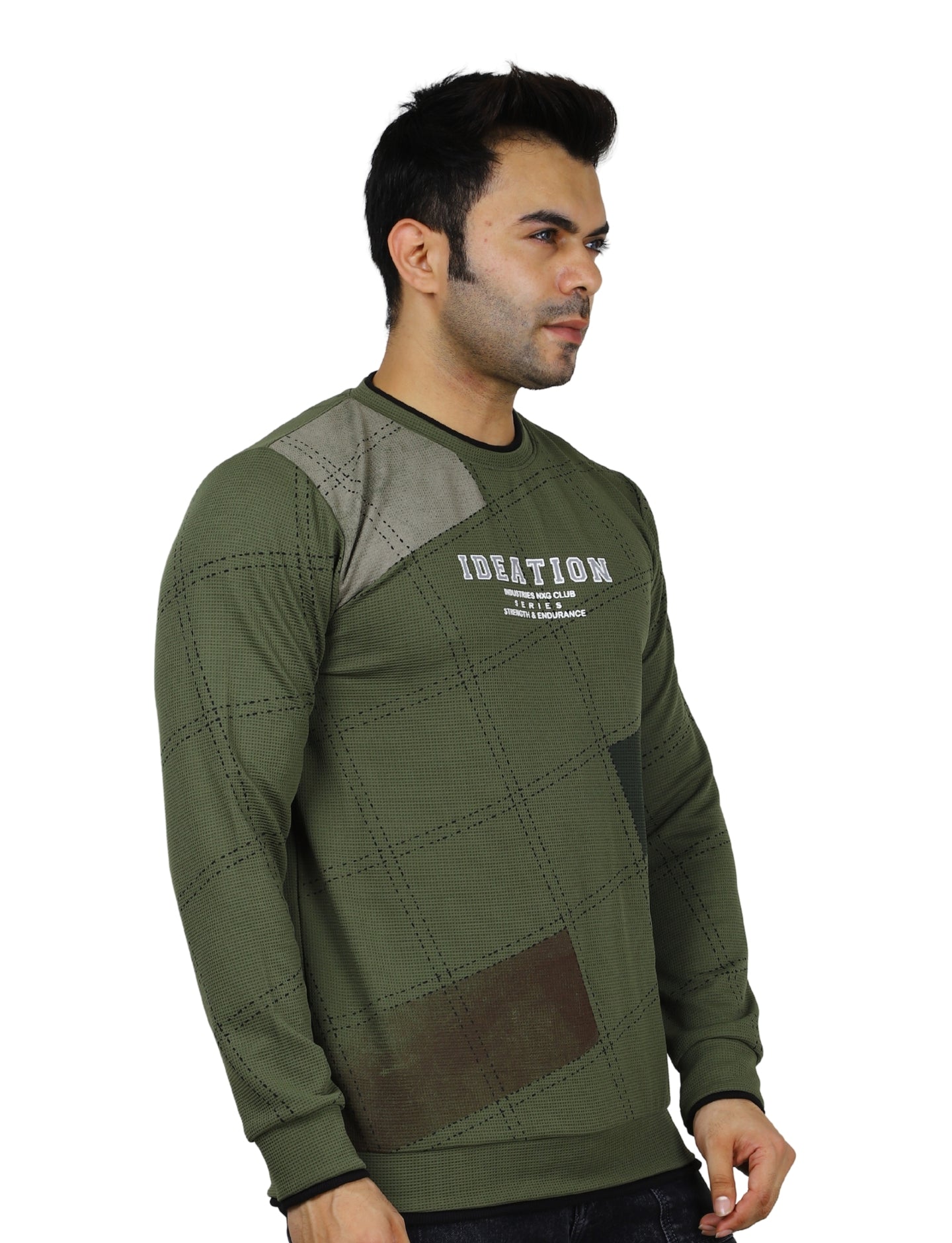Men's Sweatshirt Full Sleeve Urban Camo Pullover Crew Neck Winter Wear Green