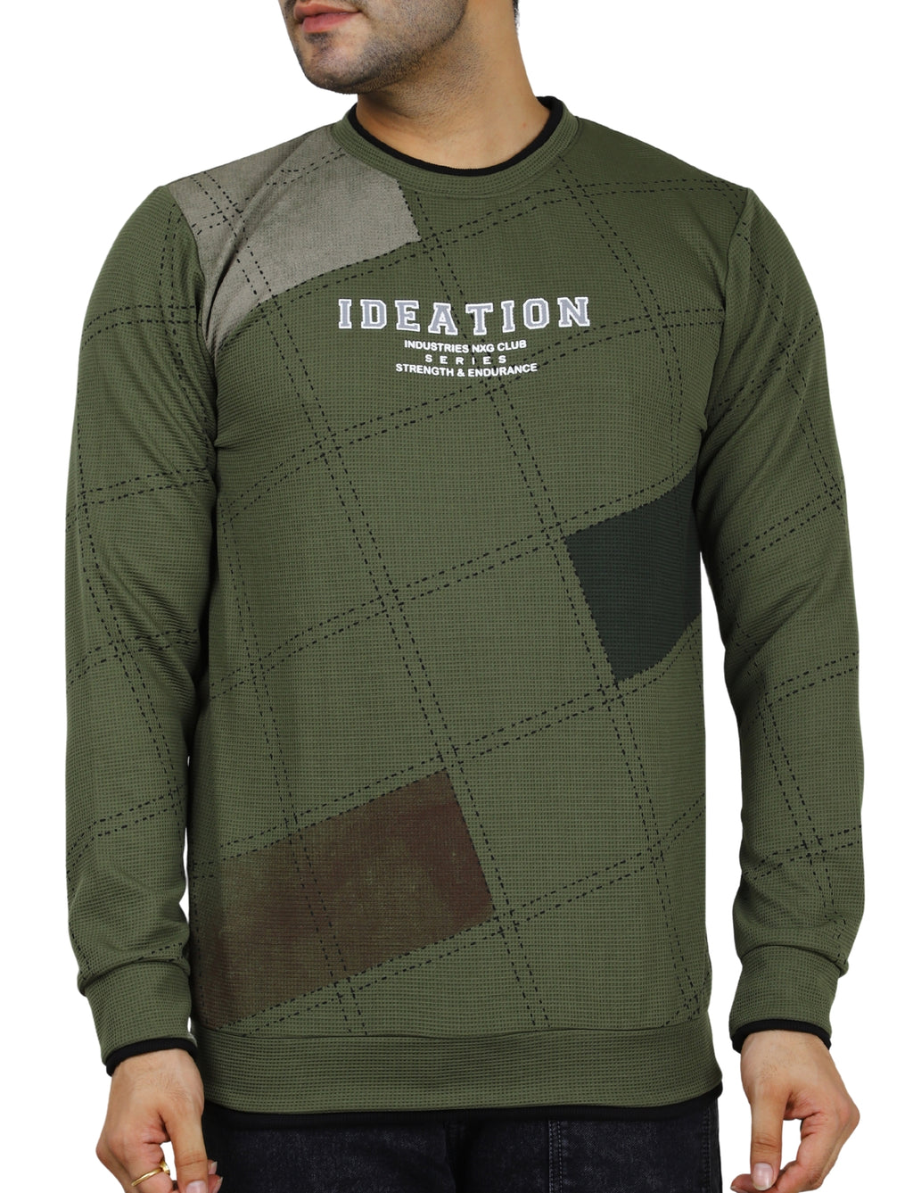 Men's Sweatshirt Full Sleeve Urban Camo Pullover Crew Neck Winter Wear Green
