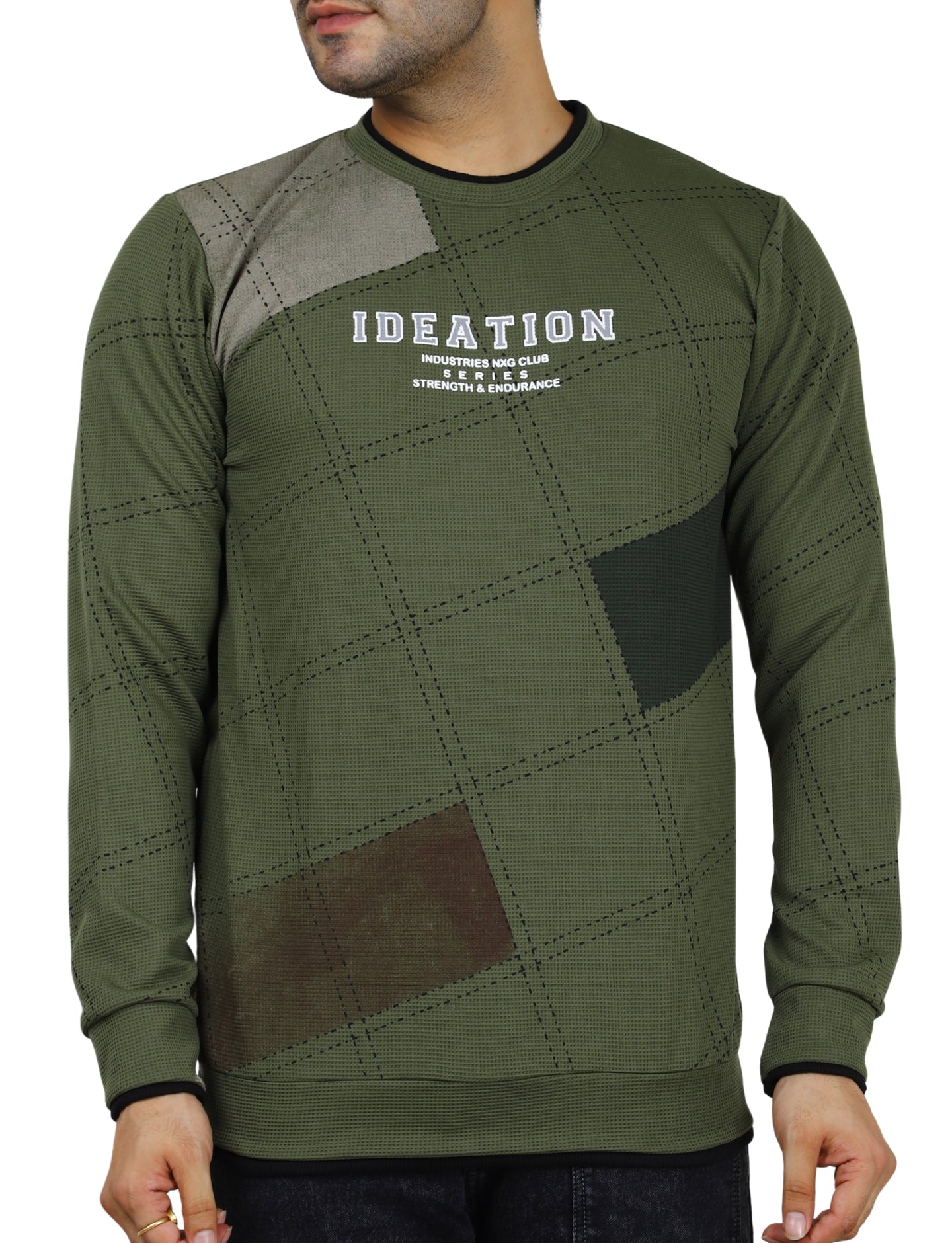 Men's Sweatshirt Full Sleeve Urban Camo Pullover Crew Neck Winter Wear Green
