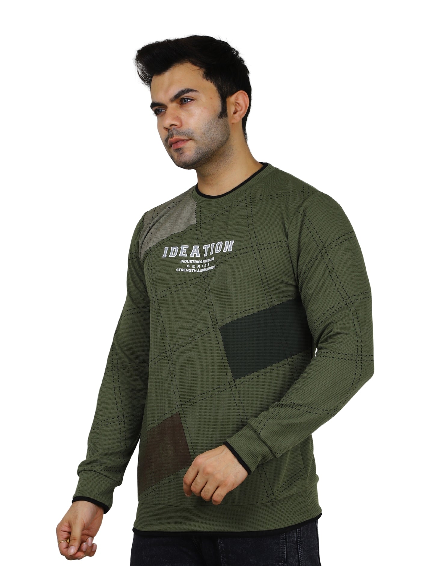 Men's Sweatshirt Full Sleeve Urban Camo Pullover Crew Neck Winter Wear Green