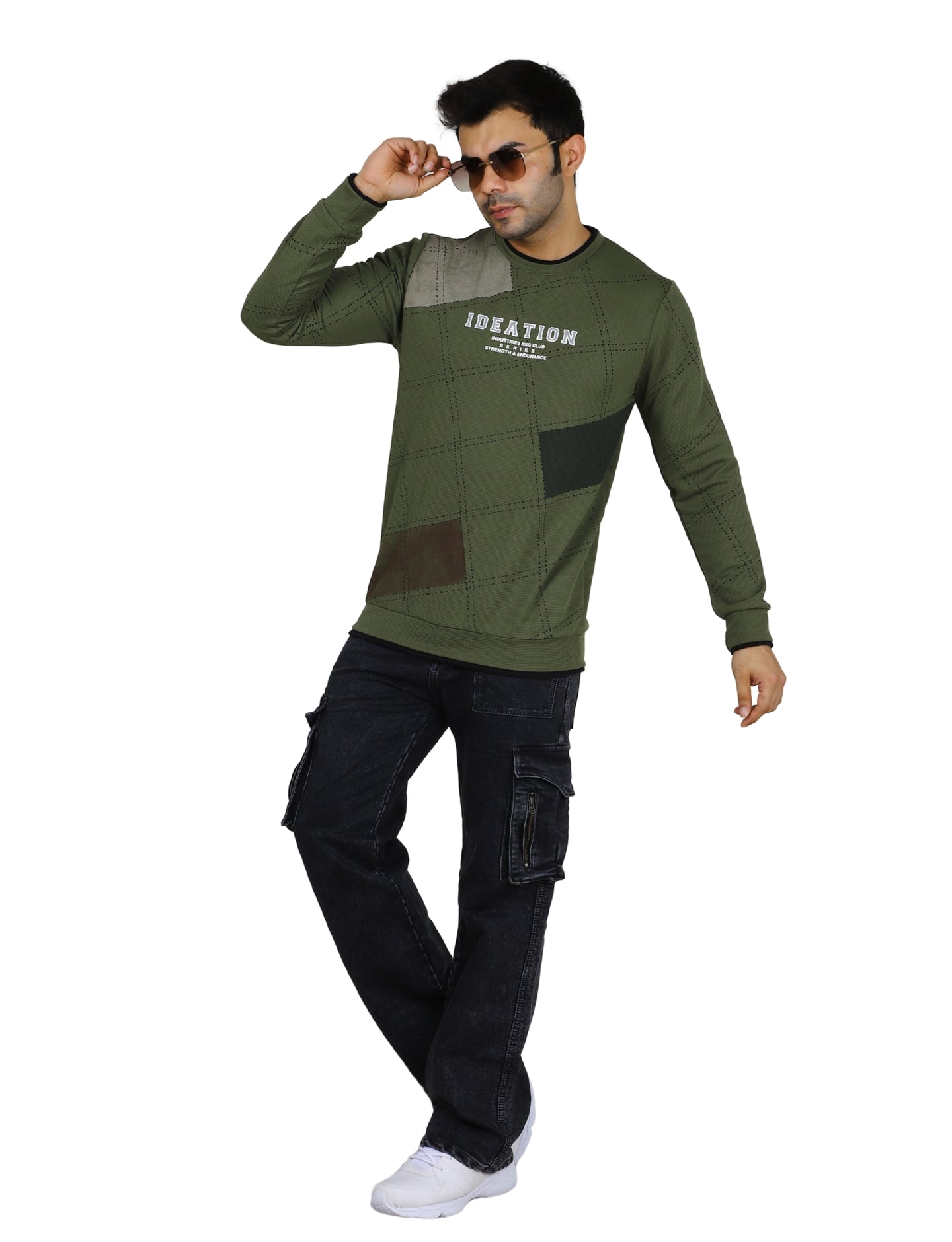 Men's Sweatshirt Full Sleeve Urban Camo Pullover Crew Neck Winter Wear Green