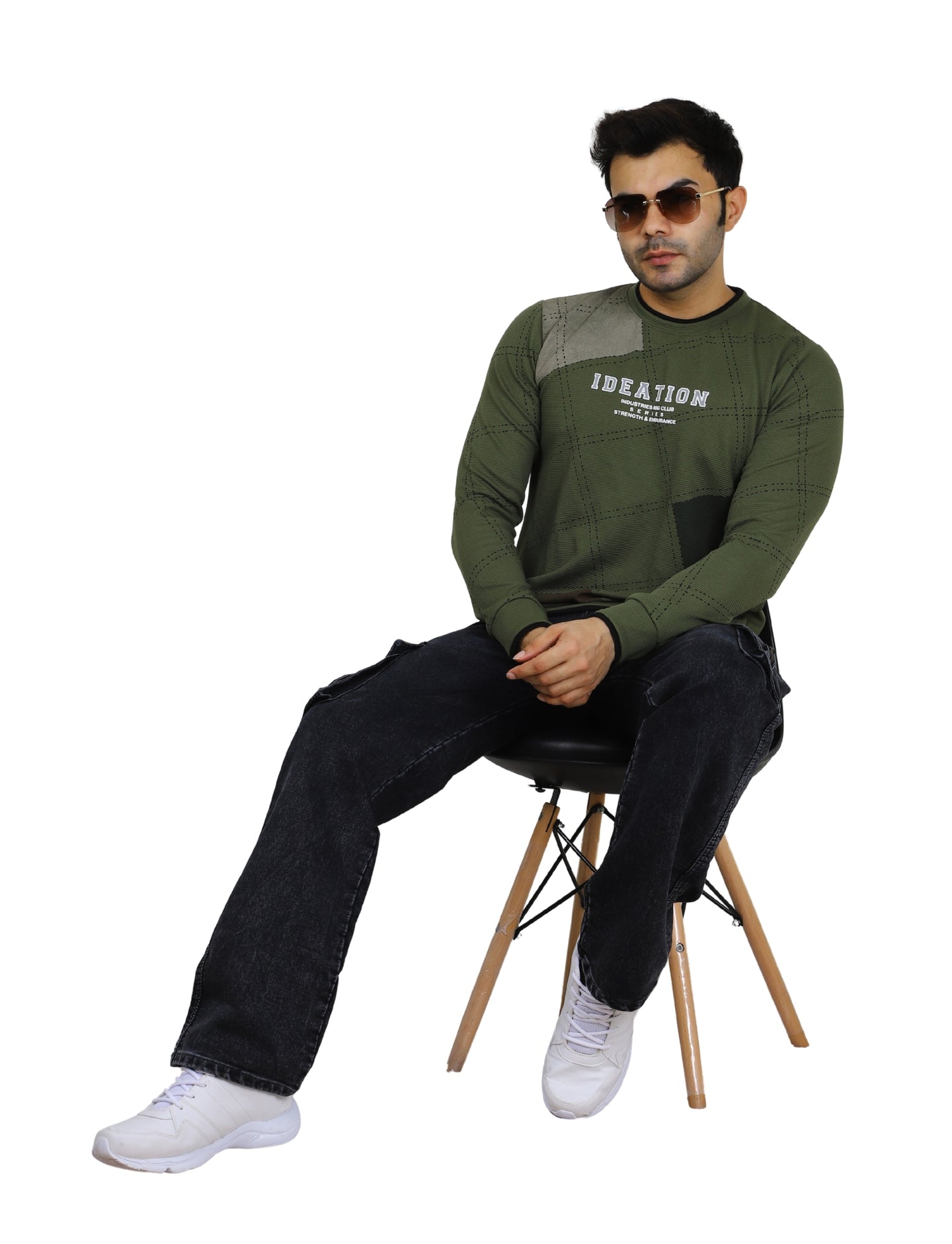 Men's Sweatshirt Full Sleeve Urban Camo Pullover Crew Neck Winter Wear Green