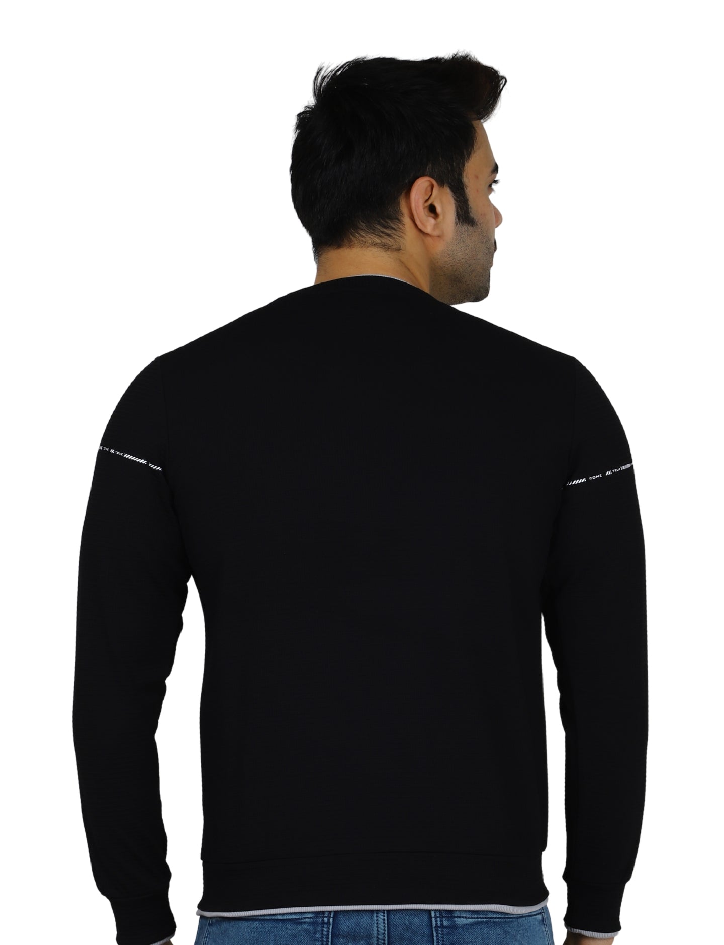 Men’s Gridlock Sweatshirt Full Sleeve Crew Neck Pullover for Casual Winter Wear Black