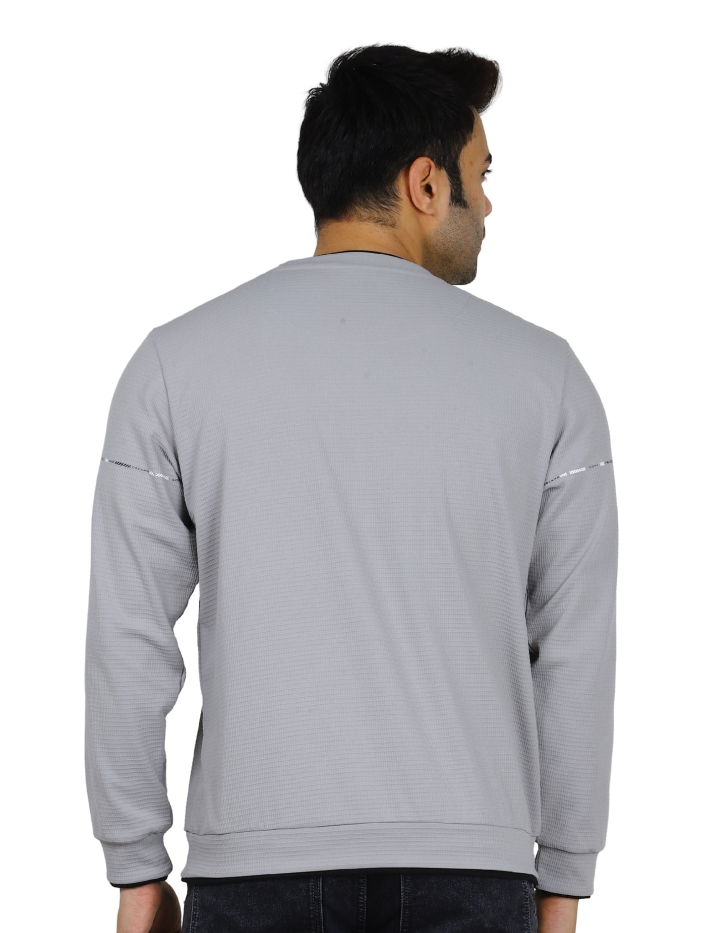 Men’s Gridlock Sweatshirt Full Sleeve Crew Neck Pullover for Casual Winter Wear Grey