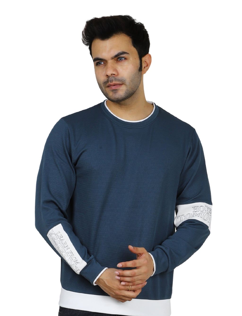 Men's Pacific Crew-Neck Pullover Sweatshirt with White Accents