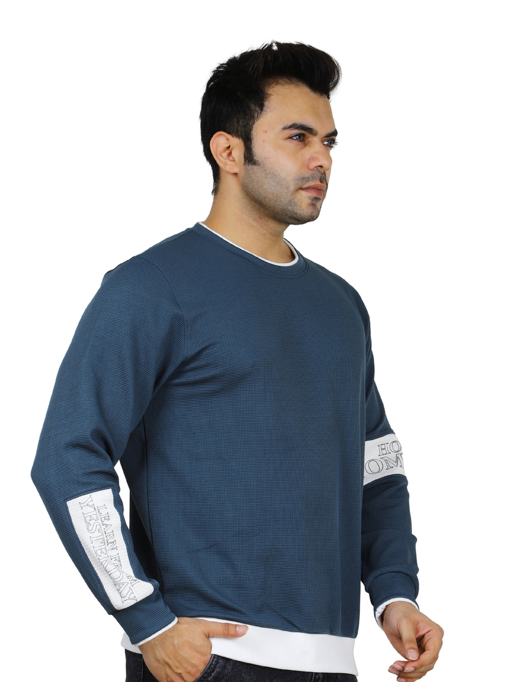 Men's Pacific Crew-Neck Pullover Sweatshirt with White Accents
