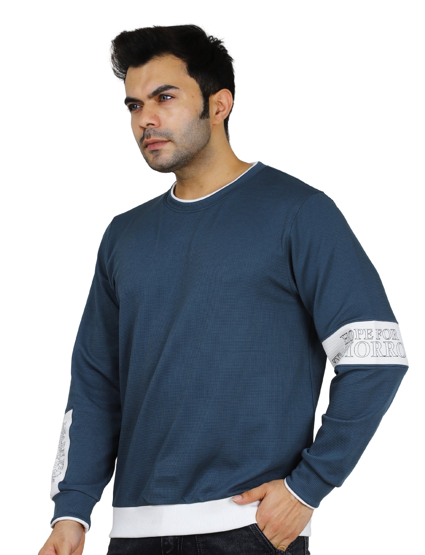 Men's Pacific Crew-Neck Pullover Sweatshirt with White Accents
