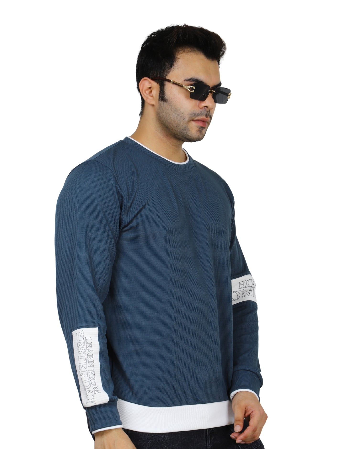 Men's Pacific Crew-Neck Pullover Sweatshirt with White Accents