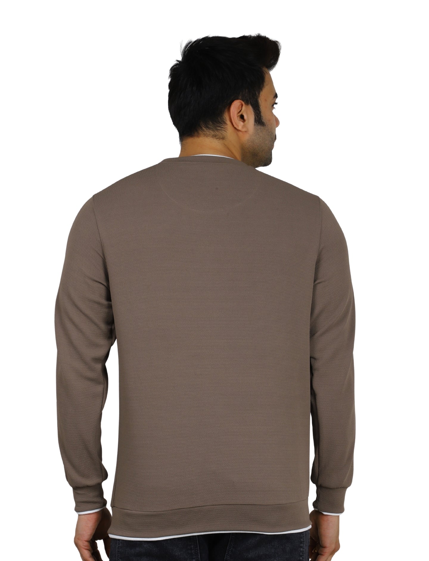 Men's Sweatshirt Full Sleeve Pullover Urban Crew Neck Mocha