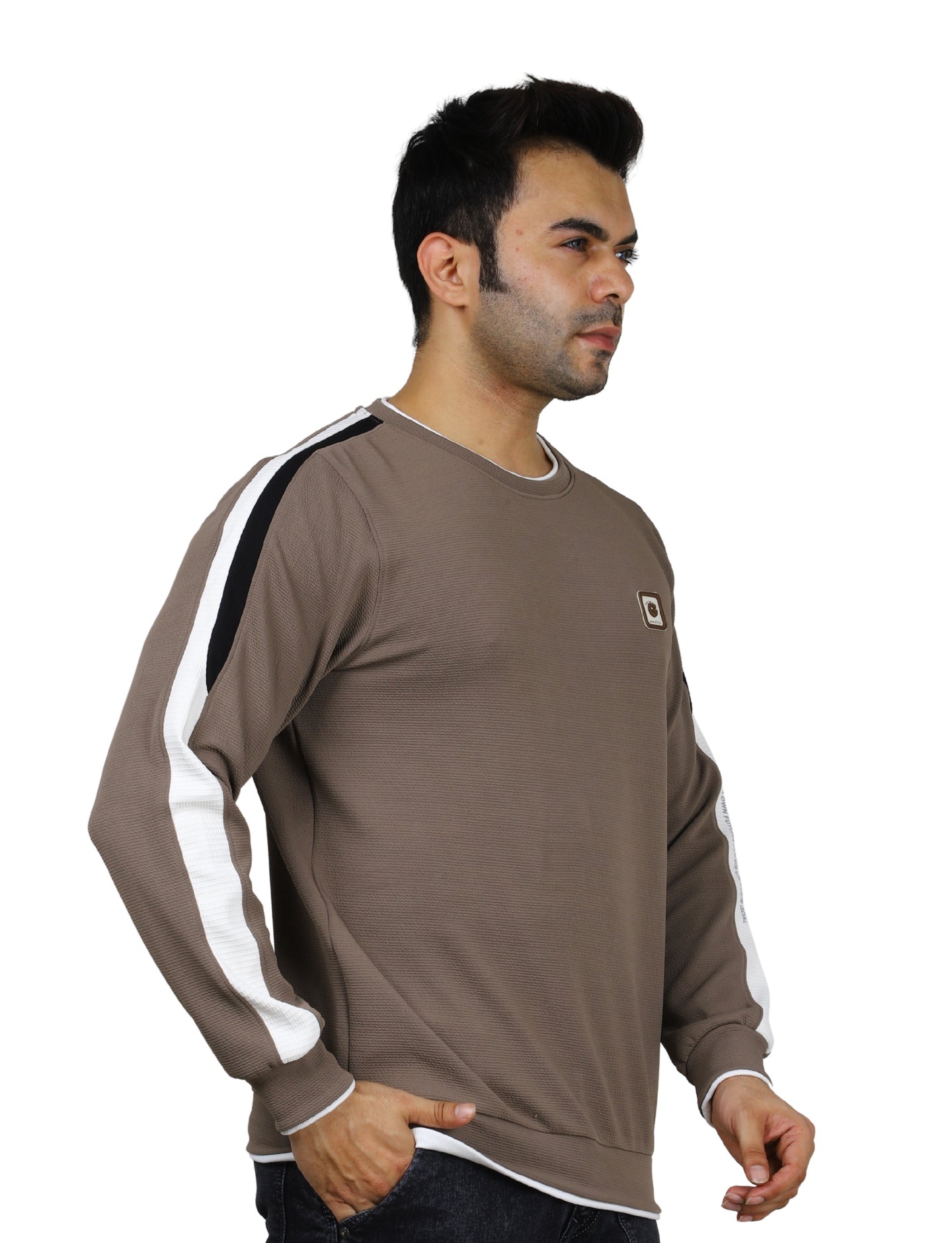 Men's Sweatshirt Full Sleeve Pullover Urban Crew Neck Mocha