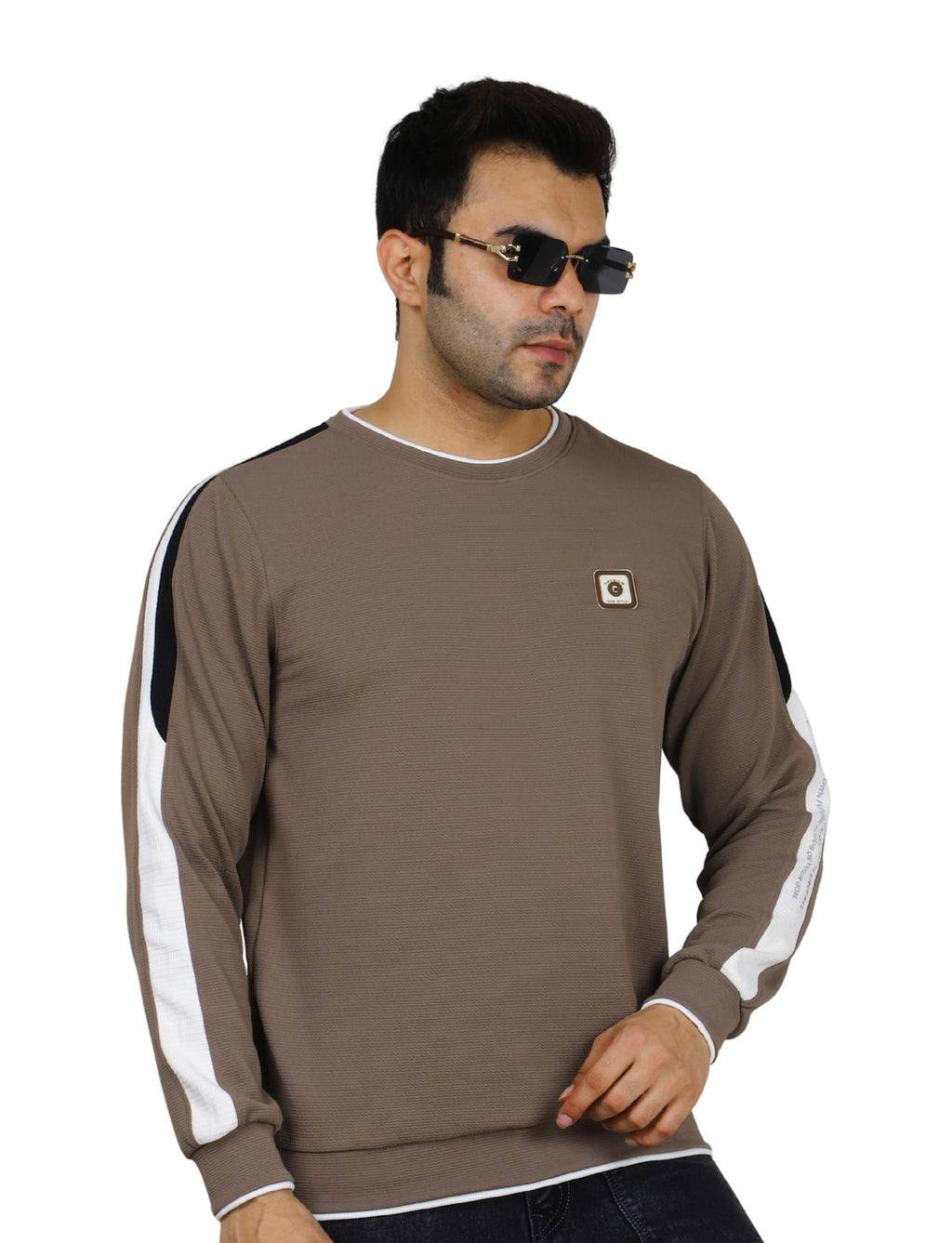 Men's Sweatshirt Full Sleeve Pullover Urban Crew Neck Mocha