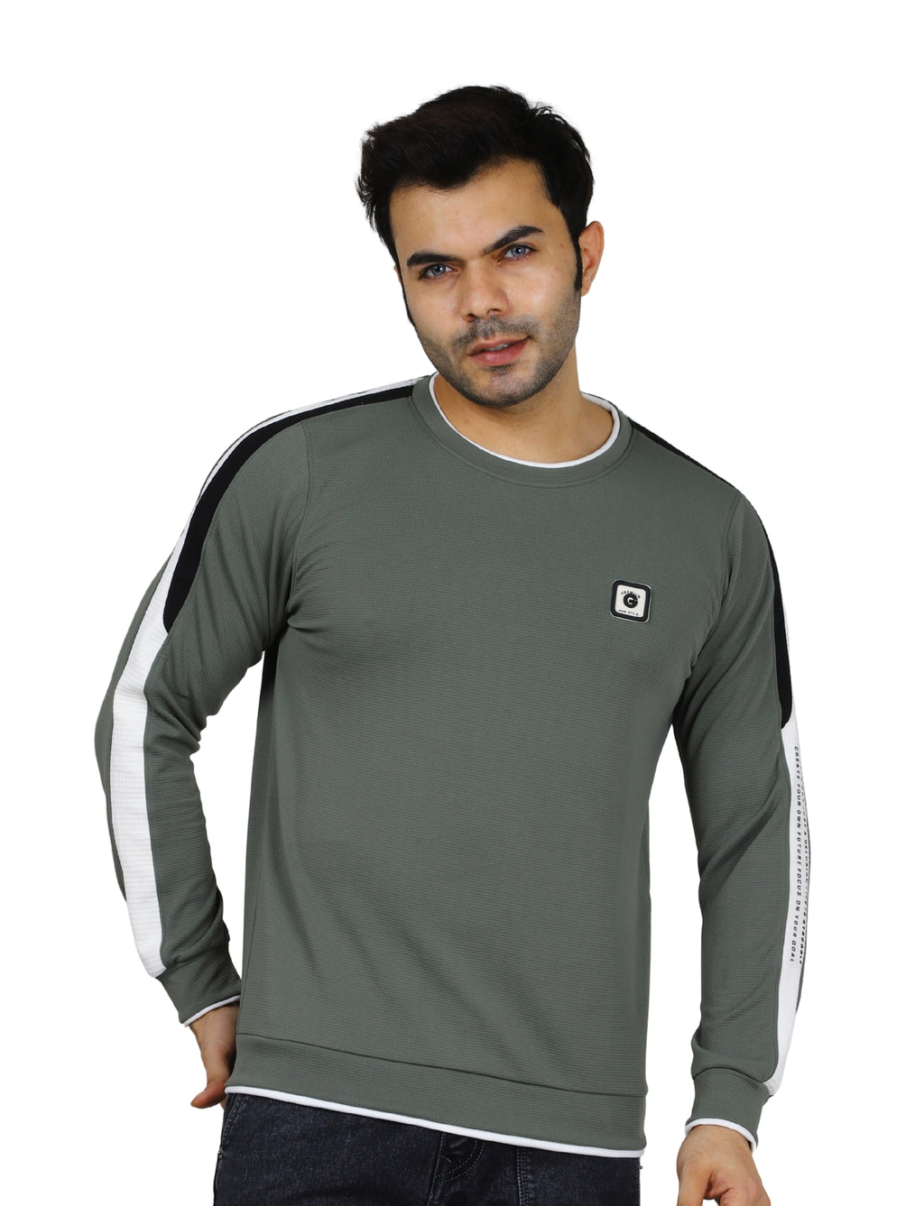Men's Sweatshirt Full Sleeve Pullover Urban Crew Neck Grey