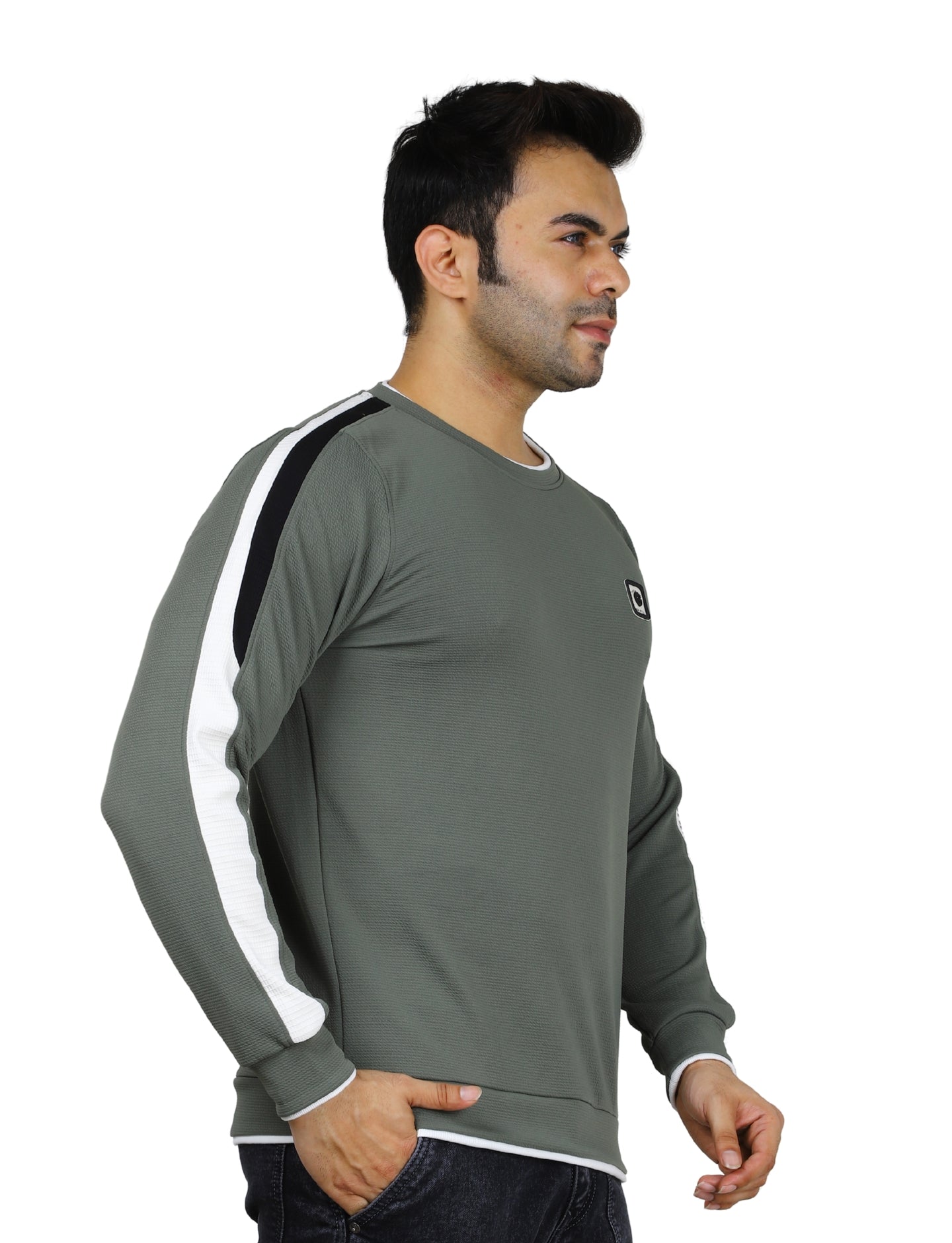 Men's Sweatshirt Full Sleeve Pullover Urban Crew Neck Grey