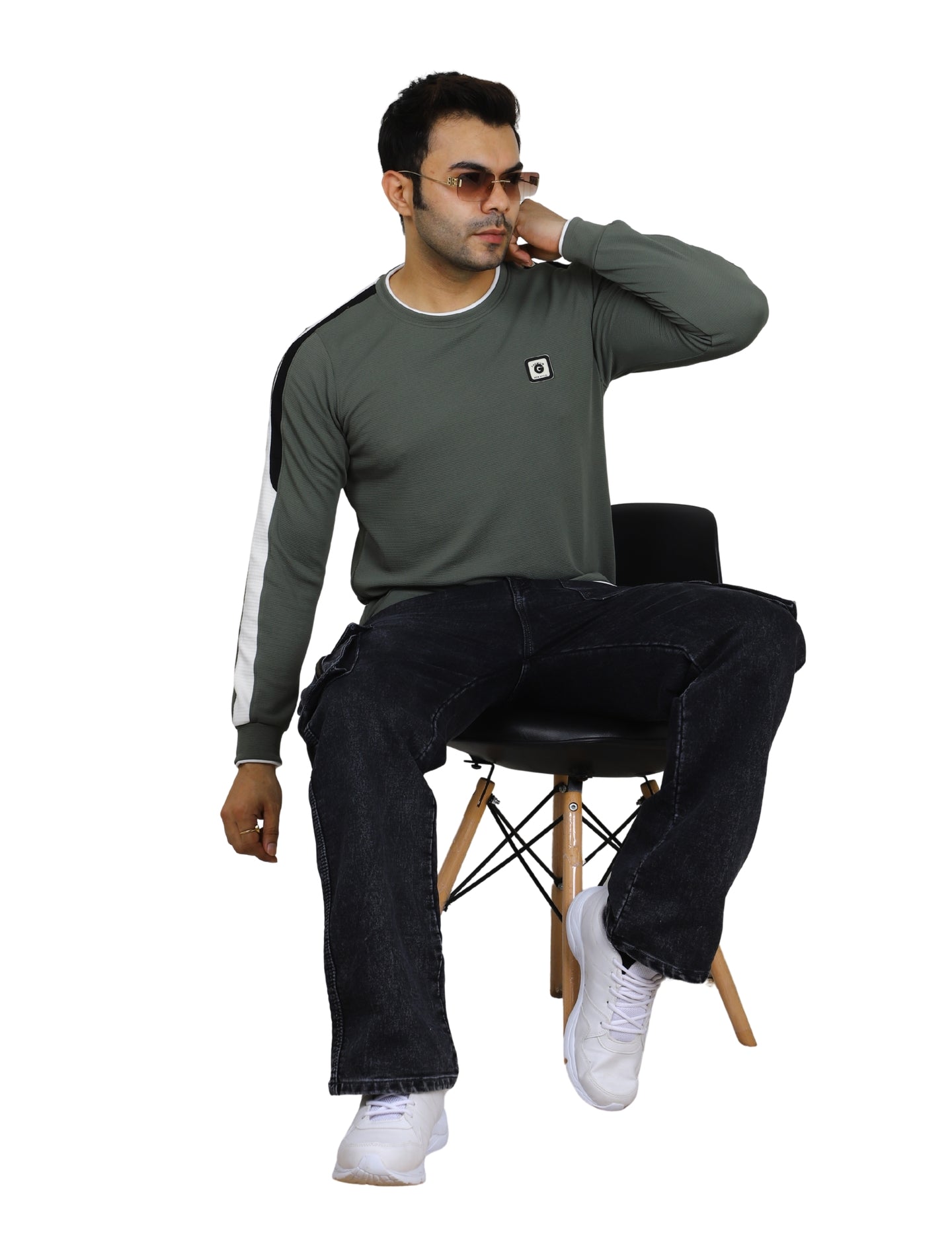 Men's Sweatshirt Full Sleeve Pullover Urban Crew Neck Grey