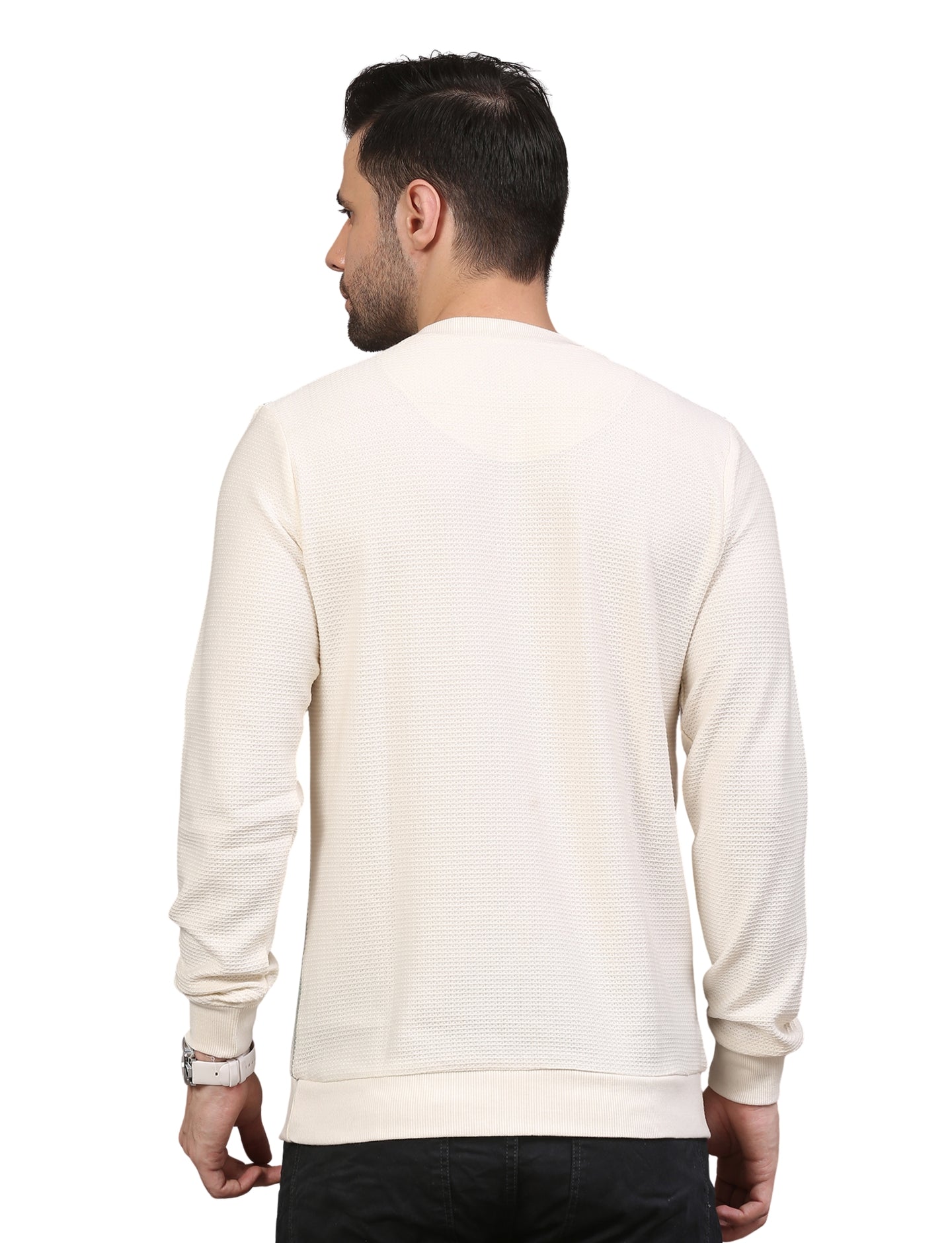 Men’s Sweatshirt Full Sleeve Crew Neck Stripe Line Drive Pullover Black