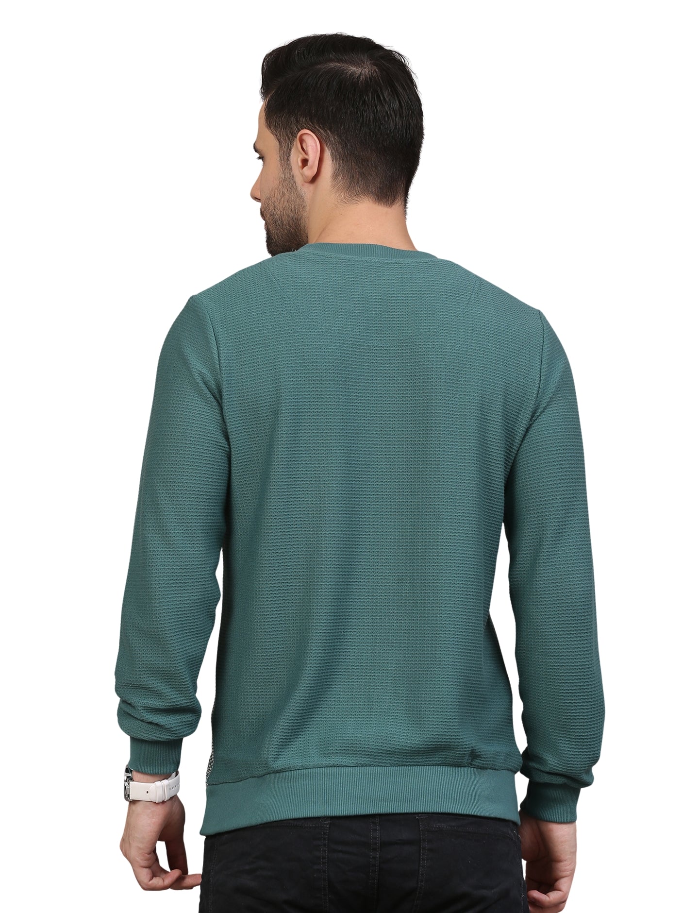 Men' Sweatshirt Urban Stripe Pullover Crew Neck Green Flash