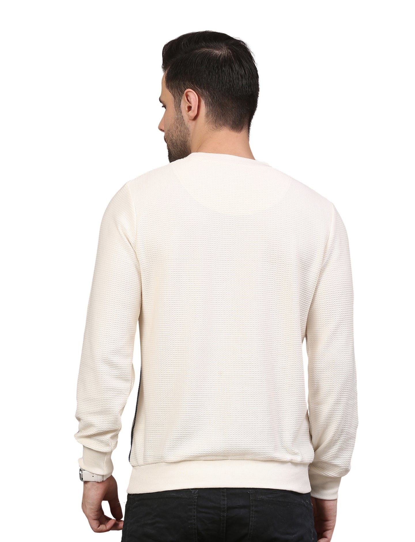 Men’s Sweatshirt Varsity Stripe Crew neck Full Sleeve Grey