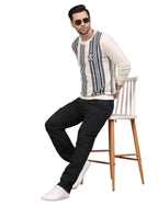 Men’s Sweatshirt Varsity Stripe Crew neck Full Sleeve Grey