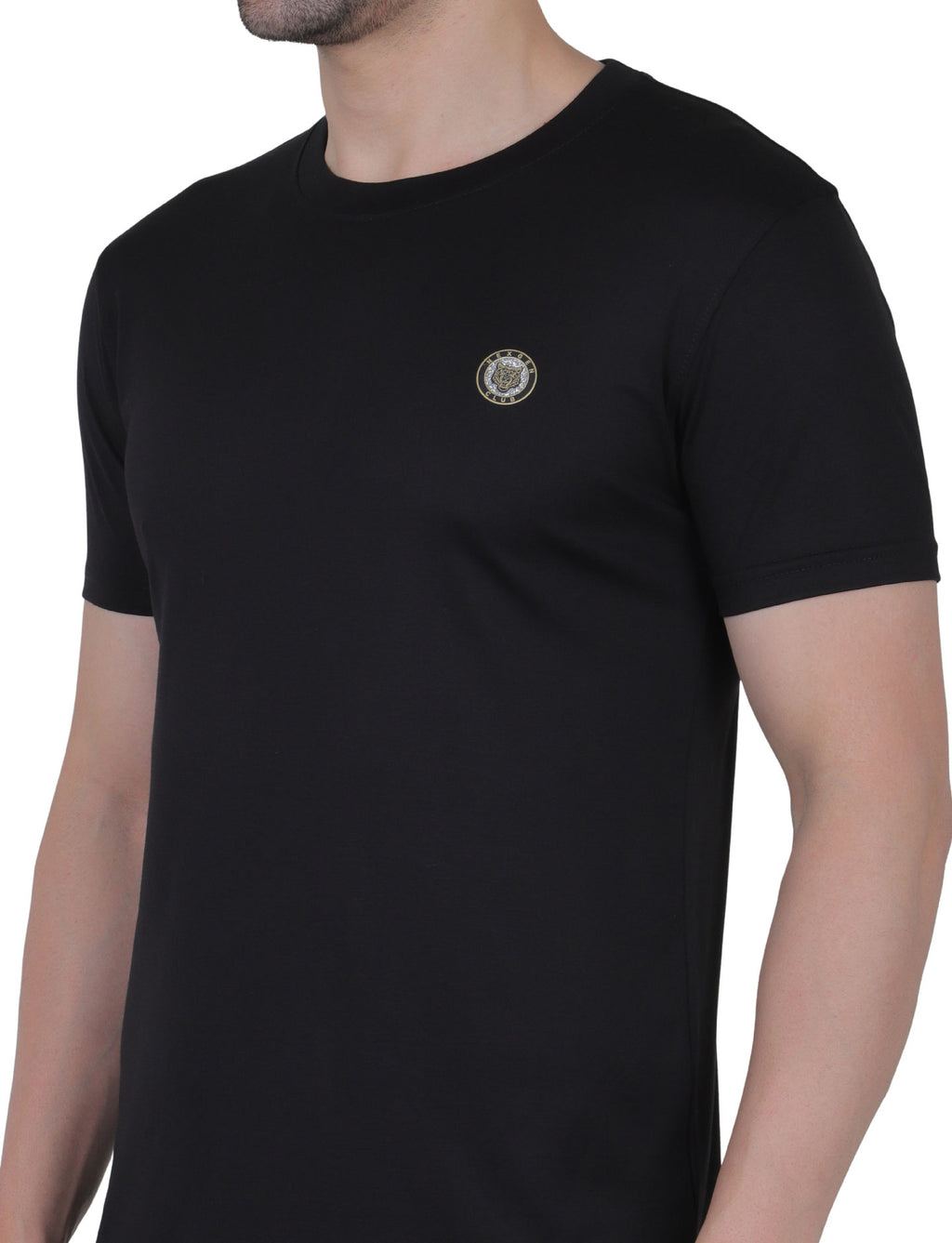 Men's Organic Cotton Crew Neck T-Shirt with Compass Logo Patch