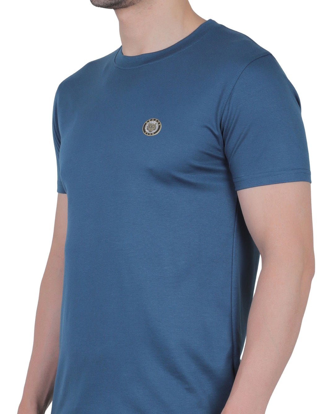 Men's Organic Cotton Crew Neck T-Shirt with Compass Logo Patch