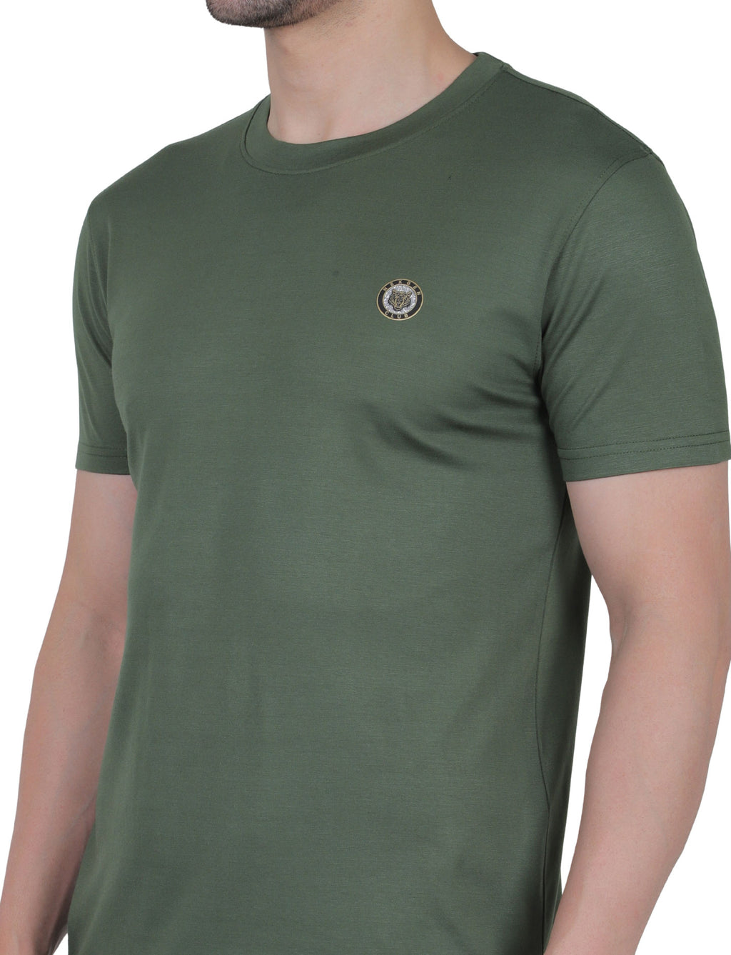Men's Organic Cotton Crew Neck T-Shirt with Compass Logo Patch