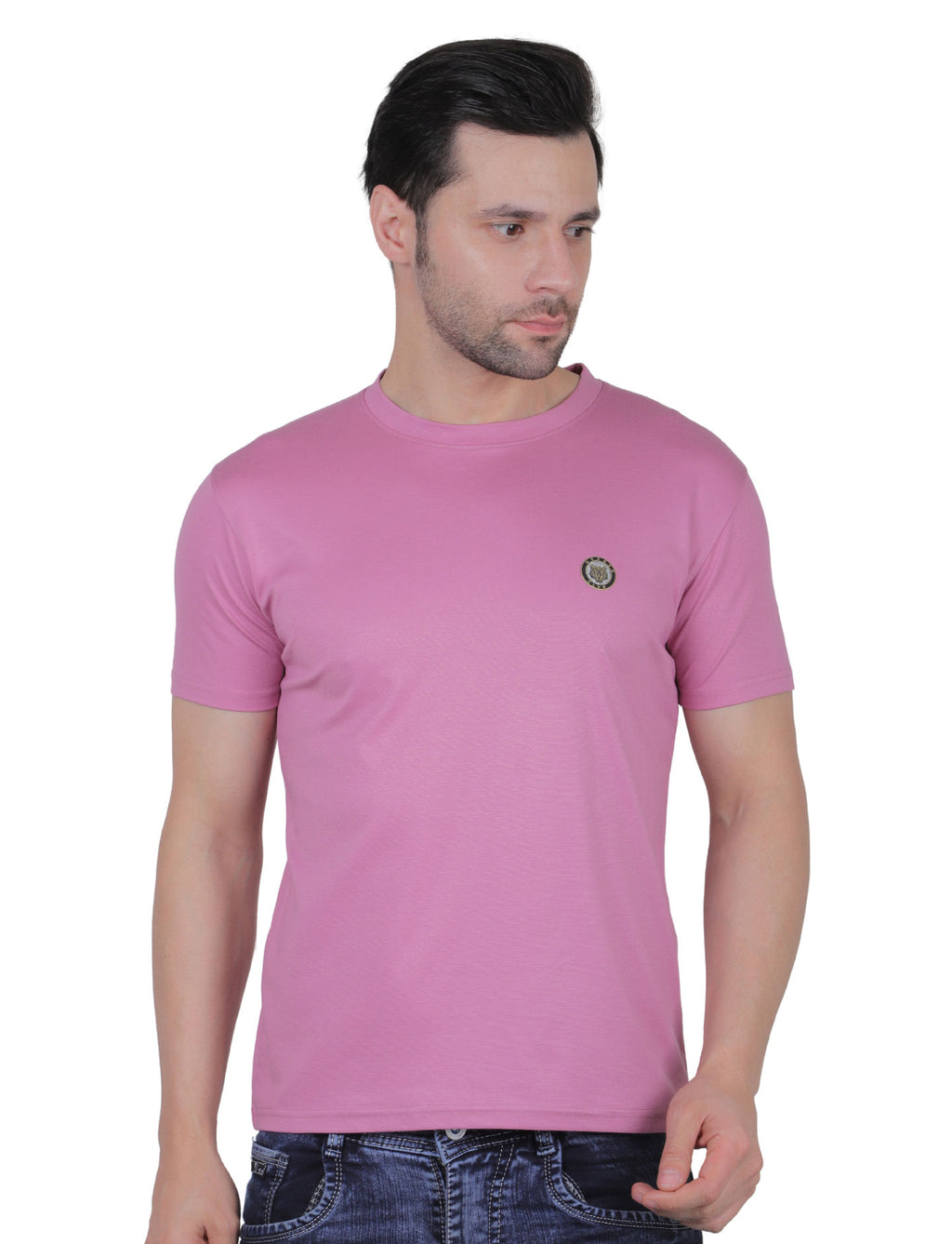 Men's Organic Cotton Crew Neck T-Shirt with Compass Logo Patch