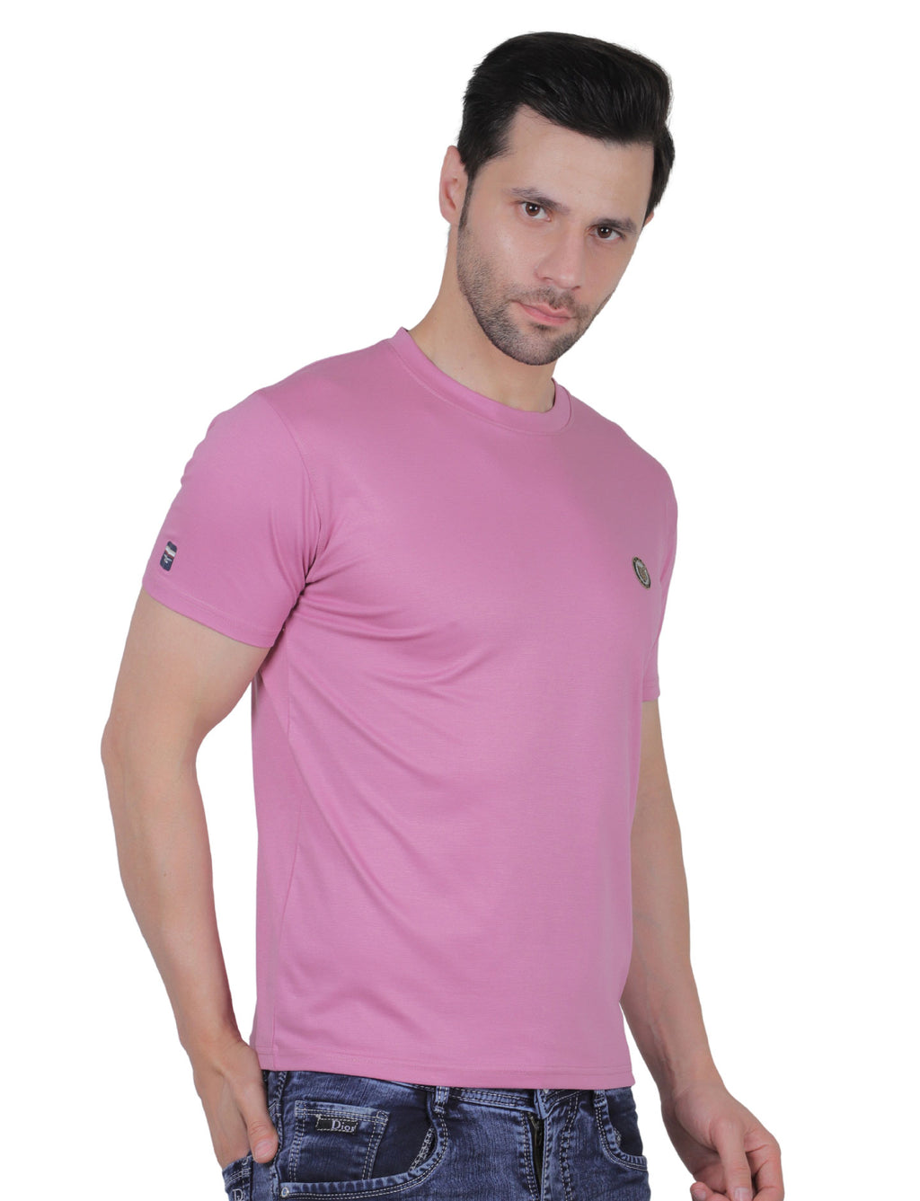 Men's Organic Cotton Crew Neck T-Shirt with Compass Logo Patch