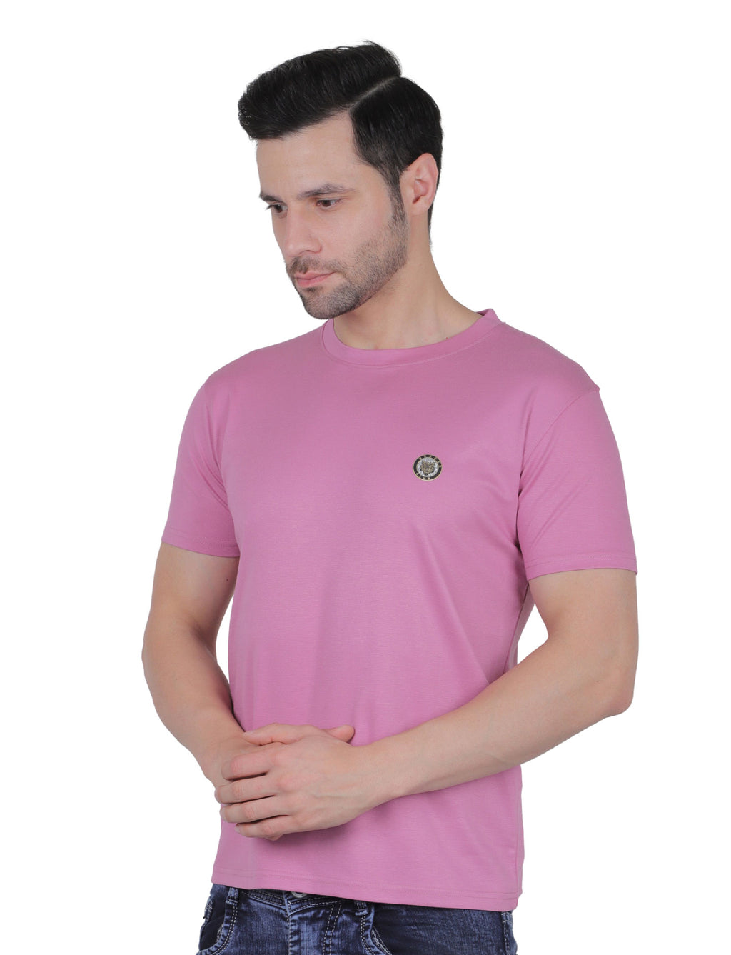 Men's Organic Cotton Crew Neck T-Shirt with Compass Logo Patch