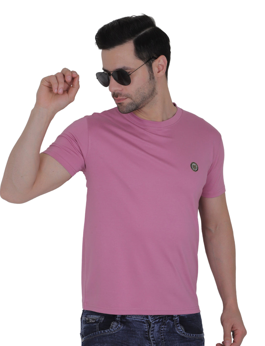 Men's Organic Cotton Crew Neck T-Shirt with Compass Logo Patch