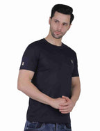 Men's Organic Cotton Crew Neck T-Shirt with Compass Logo Patch