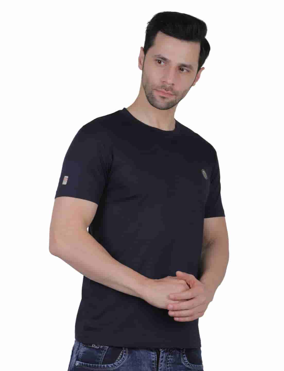 Men's Organic Cotton Crew Neck T-Shirt with Compass Logo Patch
