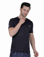 Men's Organic Cotton Crew Neck T-Shirt with Compass Logo Patch