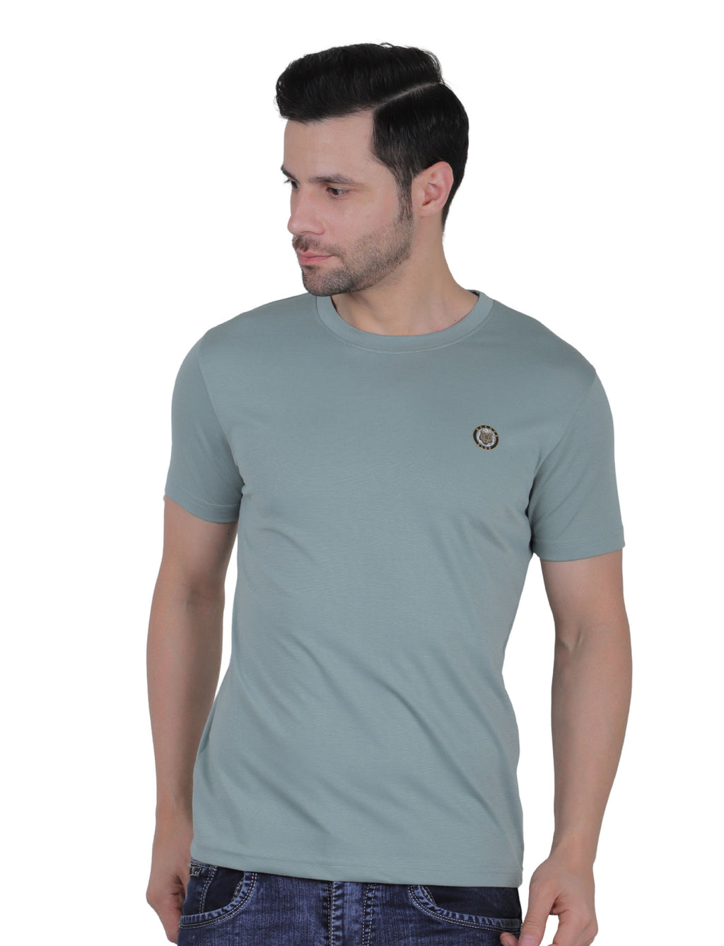 Men's Organic Cotton Crew Neck T-Shirt with Compass Logo Patch