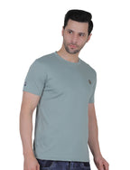 Men's Organic Cotton Crew Neck T-Shirt with Compass Logo Patch SAGE GREEN
