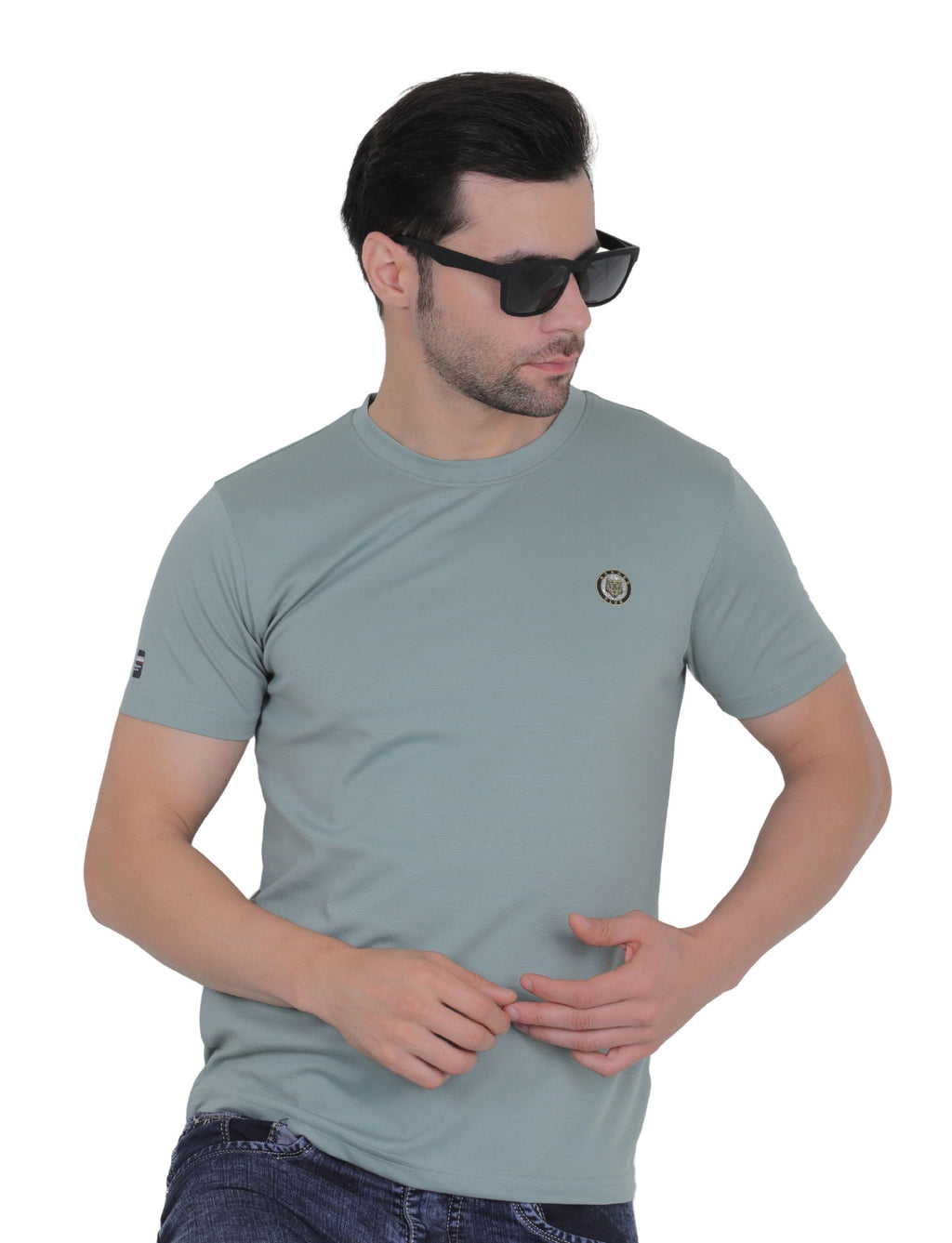 Men's Organic Cotton Crew Neck T-Shirt with Compass Logo Patch