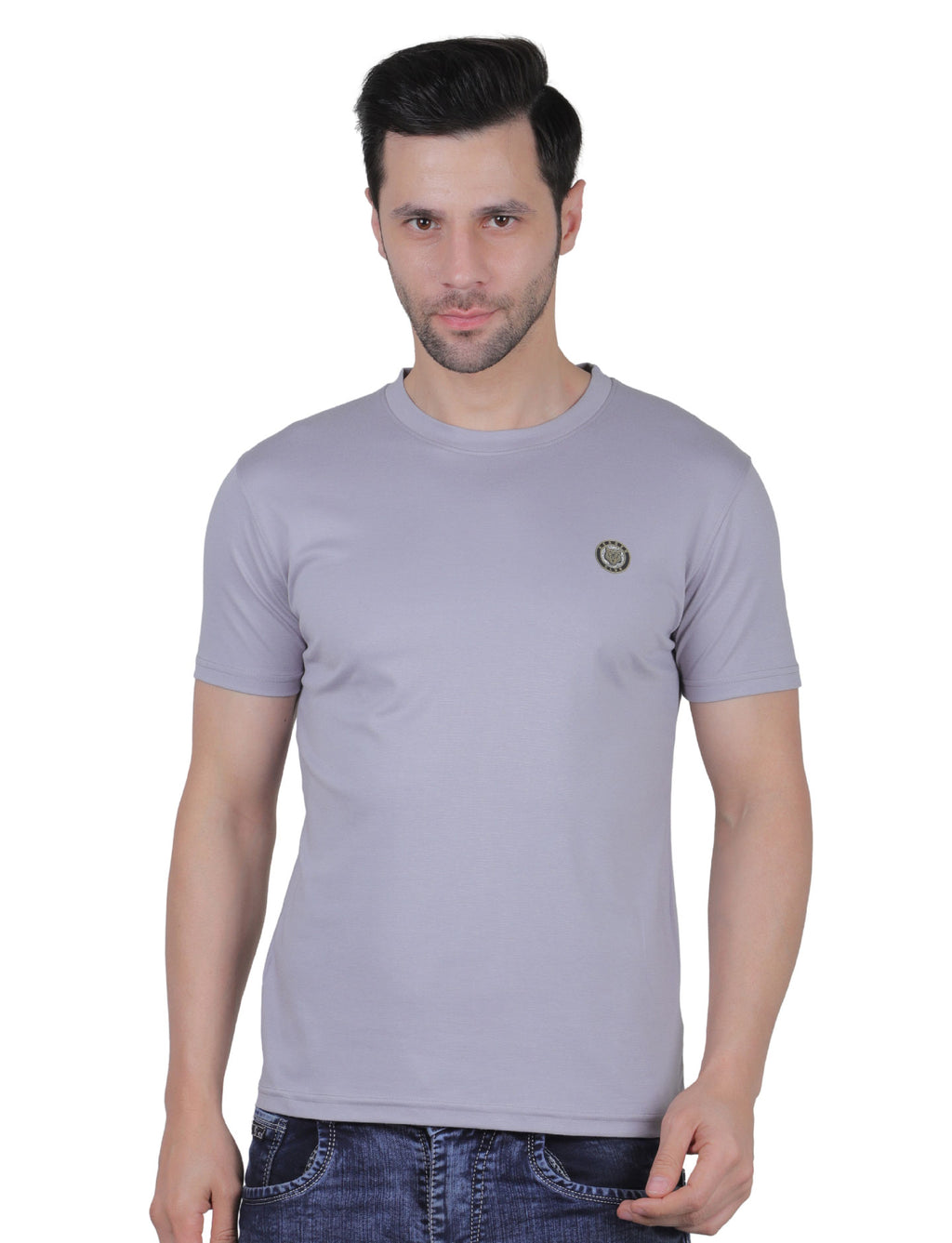 Men's Organic Cotton Crew Neck T-Shirt with Compass Logo Patch